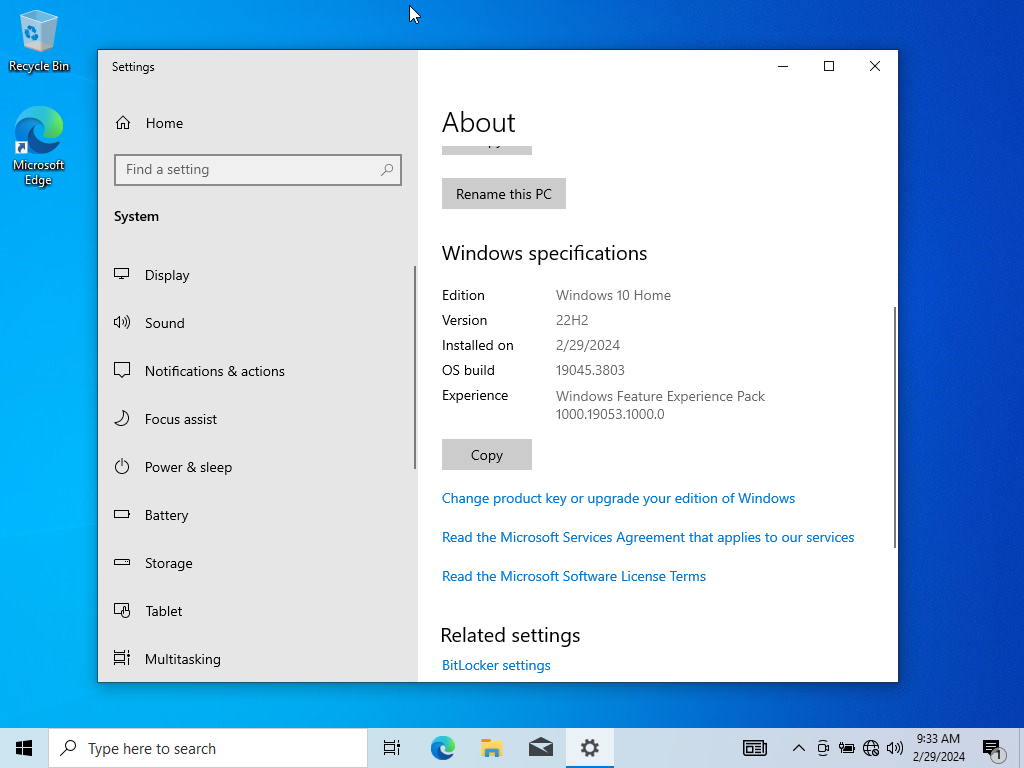 Windows 10 22H2 Home